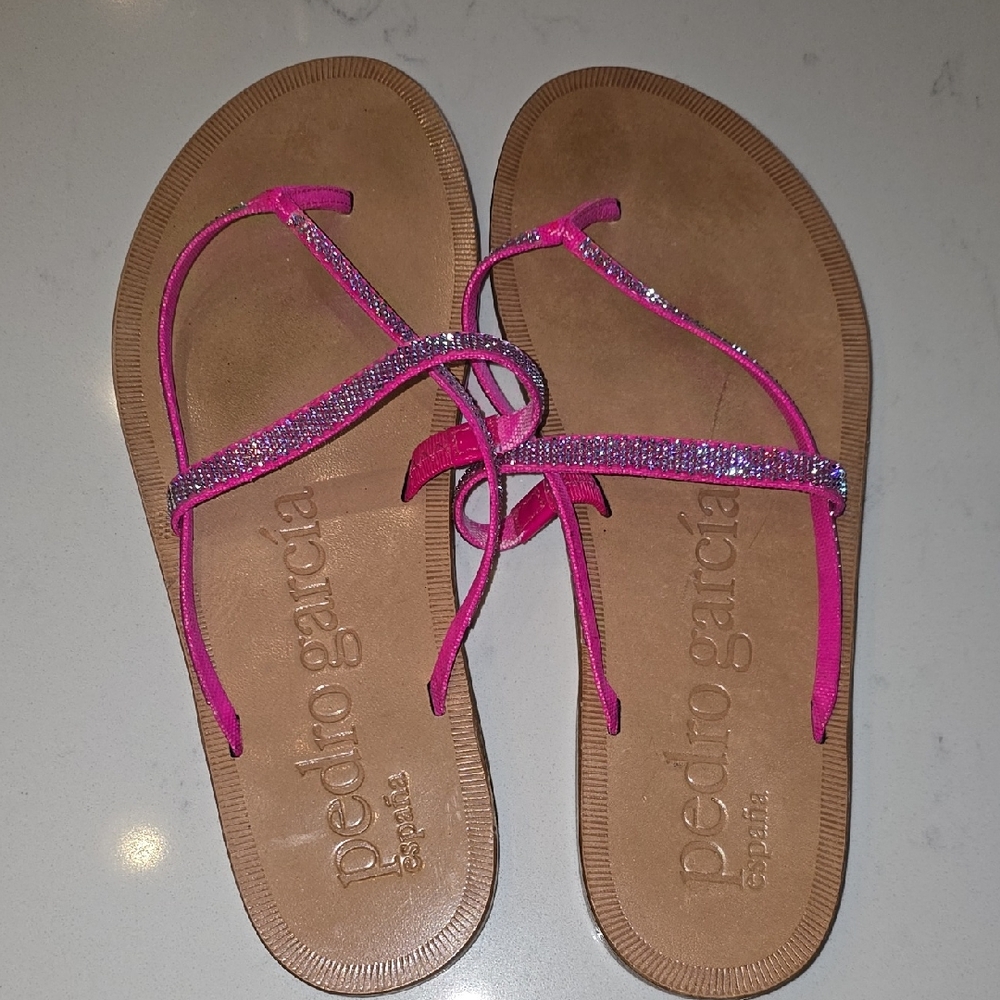 Pedro Garcia Fuchsia and Silver Sandals